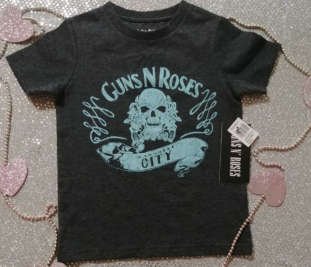 Guns N' Roses grey Tshirt with teal writing